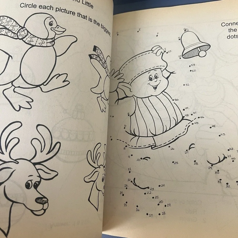 Vintage‎ jumbo Christmas coloring and activity book Landolls 1993 edition puppy